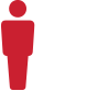 Icon representing 1 in 3 people - 1 person icon is red, the 2 others are white