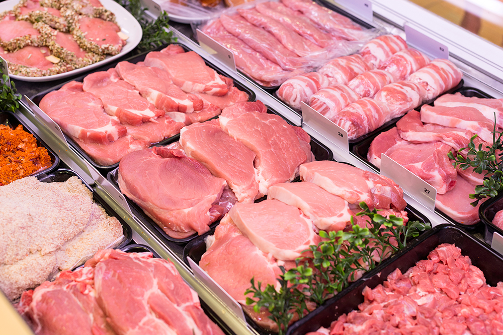fresh meat in butcher shop